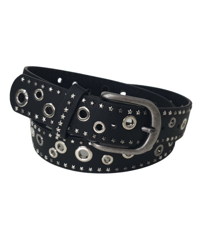 Ceinture noire trous cloutés et étoiles