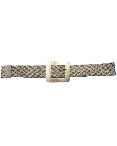Ceinture tressée boucle carrée dorée