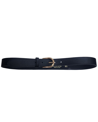 Ceinture femme noire cuir boucle dorée Vega