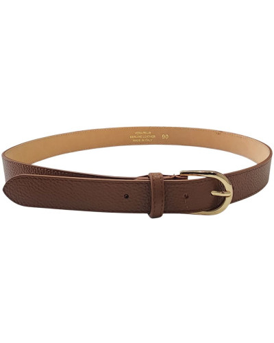 Ceinture femme camel cuir boucle dorée Vega