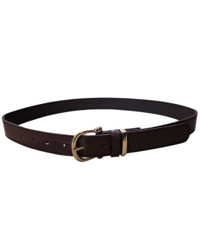 Ceinture marron effet craquelé boucle doré Abril