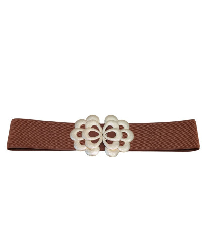 Ceinture élastique boucle florale dorée