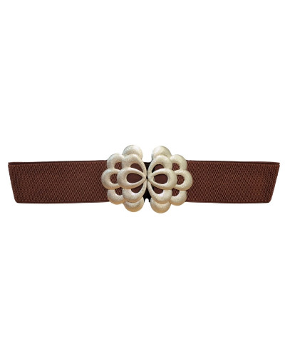Ceinture élastique boucle florale dorée