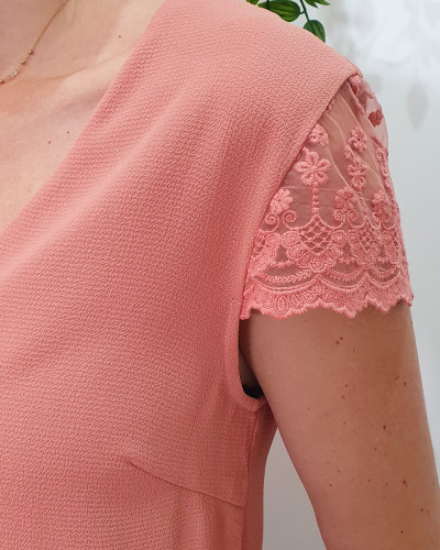 Blouse femme réversible Noémie vieux rose