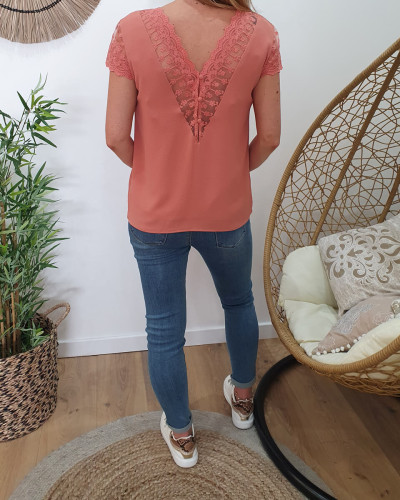 Blouse femme réversible Noémie vieux rose