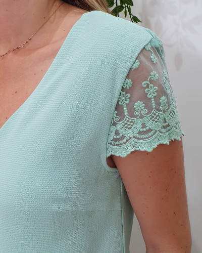 Blouse femme réversible Noémie vert d'eau