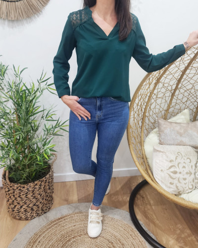Blouse femme verte deals