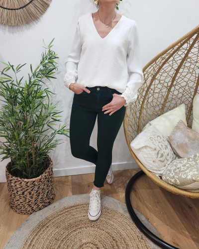 Pantalon femme vert bouteille skinny 7 8 20791