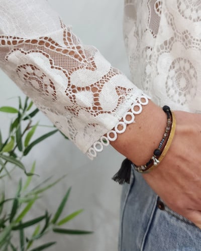 Blouse femme dentelle écru