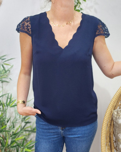 Blouse femme bleu marine Agata