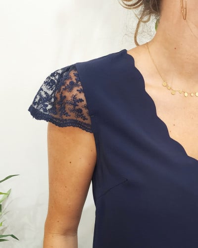 Blouse femme bleu marine Agata