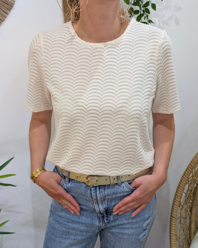 Blouse femme beige ajourée Honorine