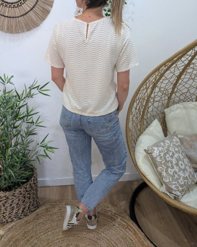 Blouse femme beige ajourée Honorine