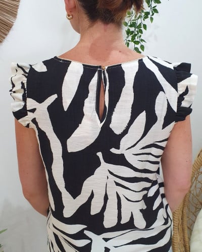 Blouse femme noire et écrue Eléa
