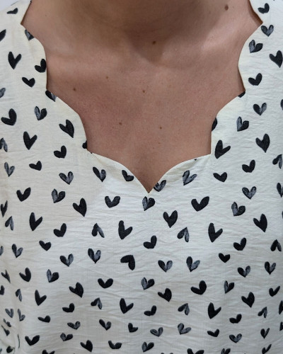 Blouse femme écrue et noire Nahélys