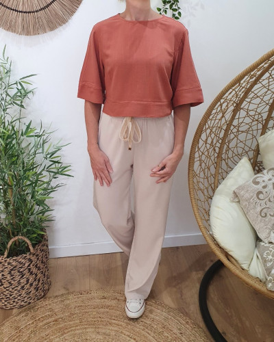 Blouse femme terracota dos noué Athelia