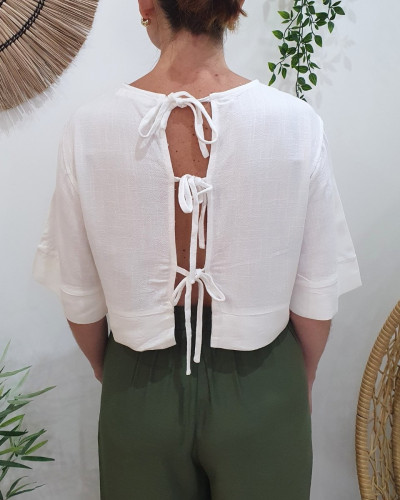 Blouse femme blanche dos noué Athelia