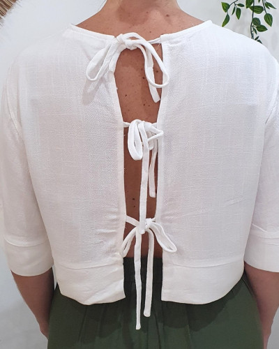Blouse femme blanche dos noué Athelia