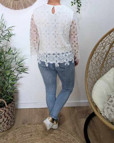 Blouse femme blanche broderie