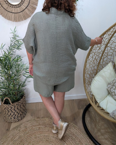 Blouse femme grande taille tencel gaufré