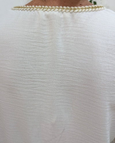 Blouse femme écrue tressée écrue et dorée Saphira