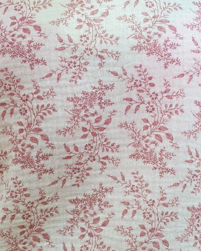Blouse femme coton gaze beige fleurs vieux rose