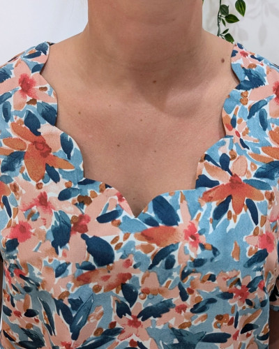 Blouse femme rose et bleue Julia