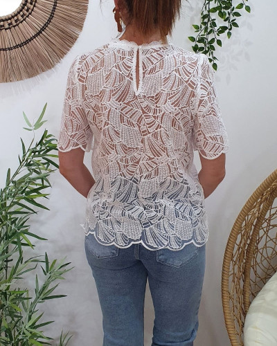 Blouse femme dentelle blanc