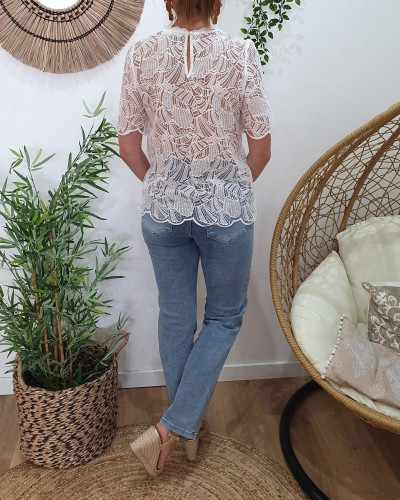 Blouse femme dentelle blanc