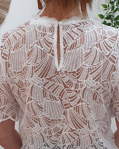 Blouse femme dentelle blanc