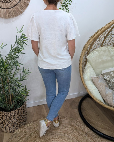 Blouse femme écru col brodé Amalie