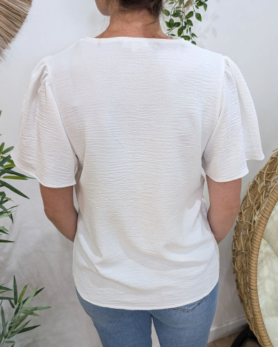 Blouse femme écru col brodé Amalie