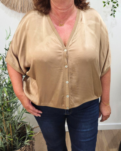 Blouse femme boutonnée satinée