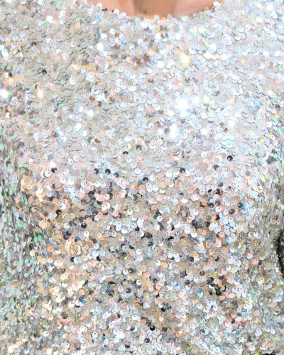 Blouse femme à sequins argents