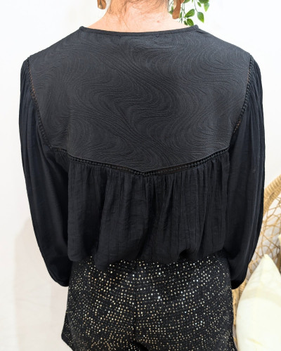 Chemisier femme fluide noir Yaëlle