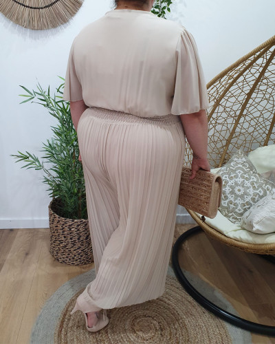 Combinaison femme grande taille fluide plissée