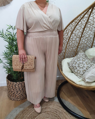 Combinaison femme grande taille fluide plissée