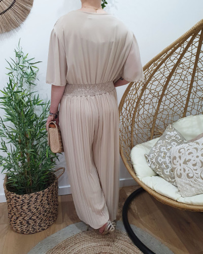 Combinaison femme grande taille fluide plissée