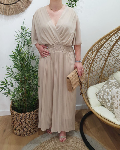 Combinaison femme grande taille fluide plissée