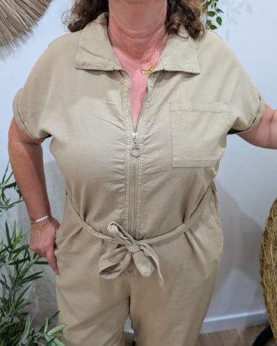Combinaison femme grande taille coton lin Rosita