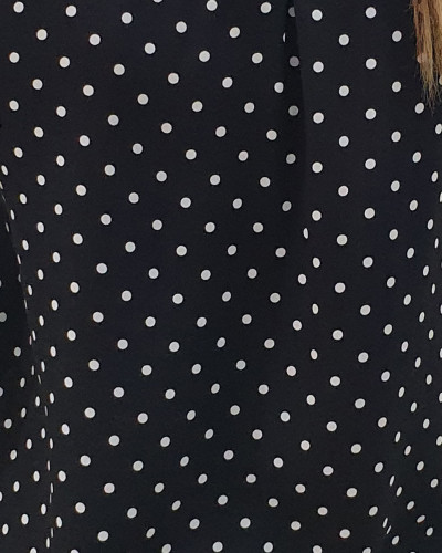 Chemisier noir à pois blancs
