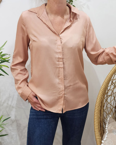 Chemisier satine Rosa rose poudre 19458
