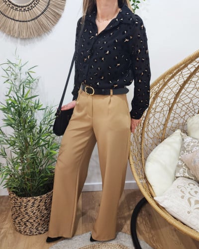 Chemisier femme noir motif leopard velours dor 20201