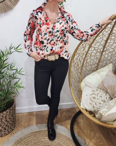 Chemisier femme fleuri rose Peggy