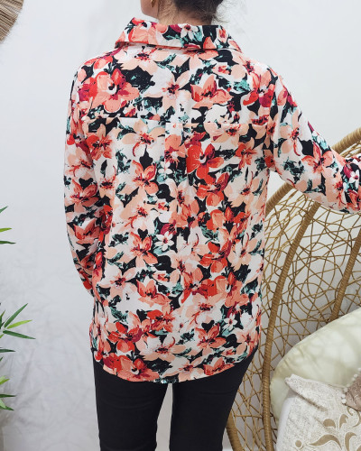Chemisier femme fleuri rose Peggy