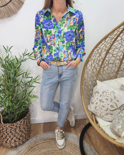 Chemisier shop vert fleuri