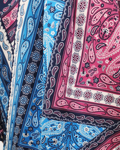 Chemisier femme bleu et mauve cachemire Maryam