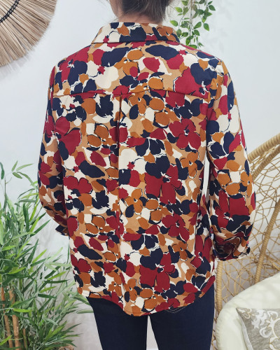 Chemisier femme bordeaux marine camel Véronica