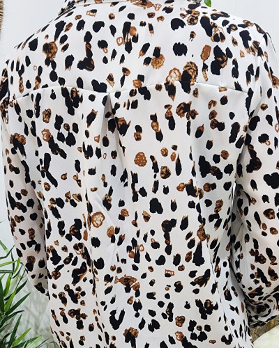 Chemisier femme blanc taches camel et noires Mattia