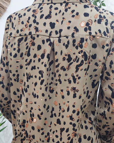 Chemisier femme kaki taches camel et noires Mattia